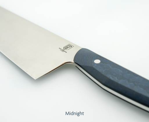 Superior chef knife, Richlite handle detail