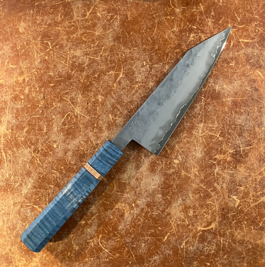 Forged Bunka san mai 26c3 kitchen knife, stabilized wood handle